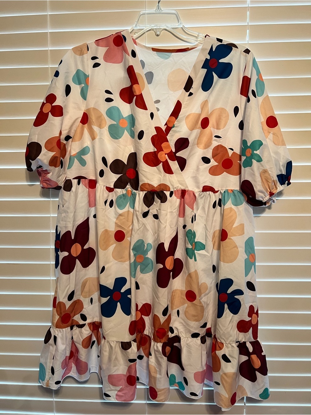 Women’s White Floral Tiered Dress with Multicolor Blooms